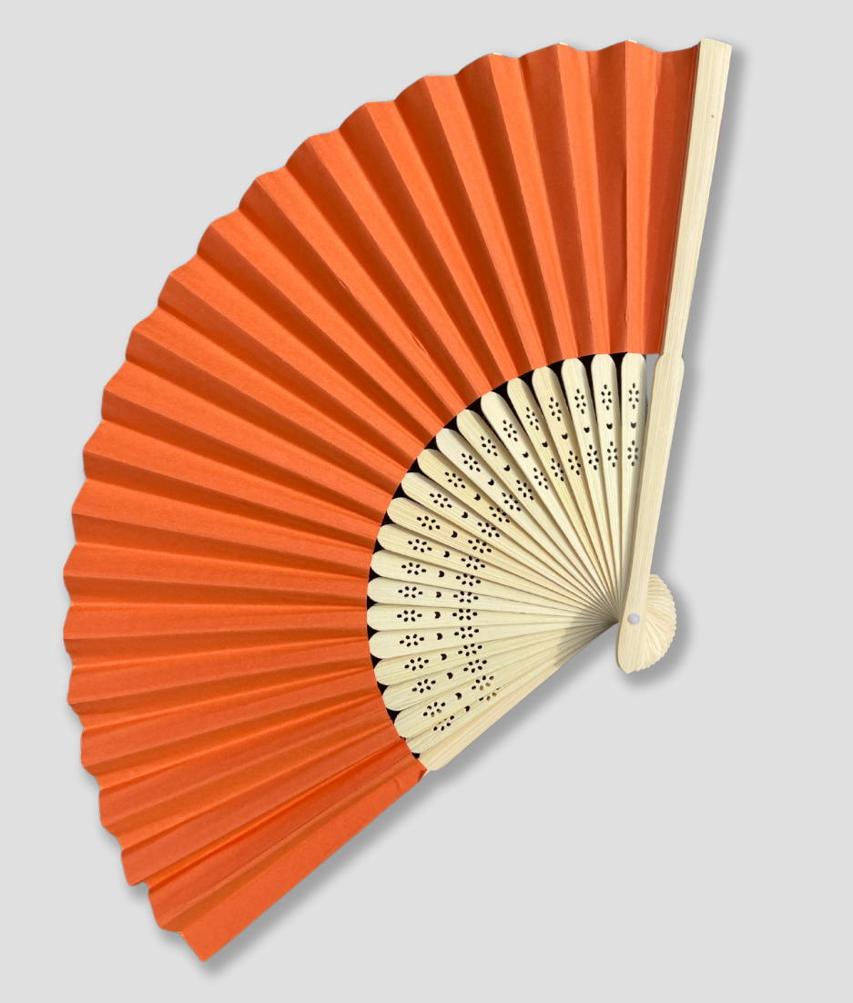 orange bamboo fan - hand fan - buy festival fan - hand fan - hand fan