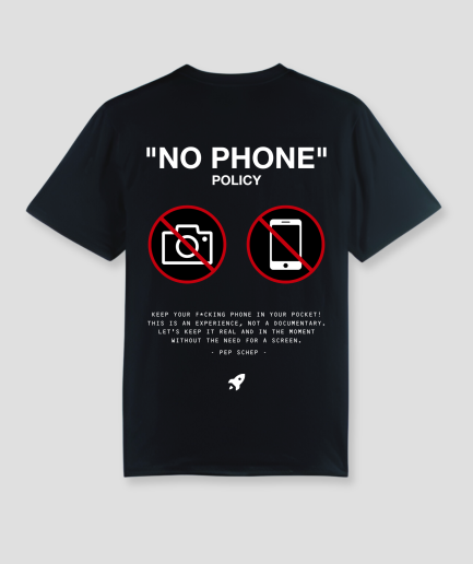 no phone - t-shirt for festivals - techno clothing