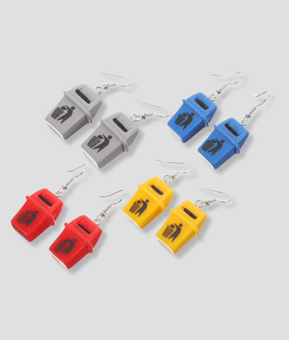 Trash can earrings