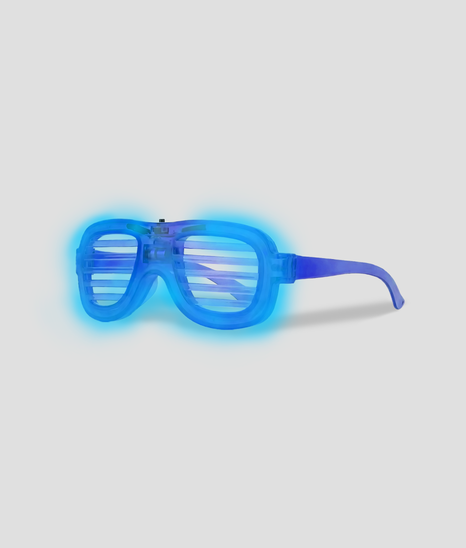 Blue LED light-up glasses