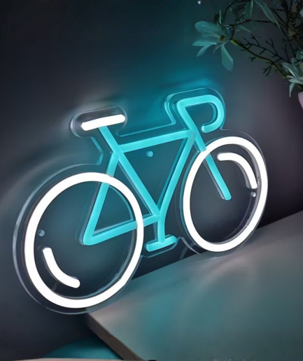 blue bicycle neon light