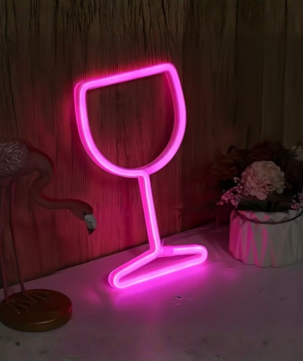 glass pink neon lamp