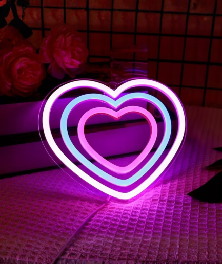 heart-shaped neon lights