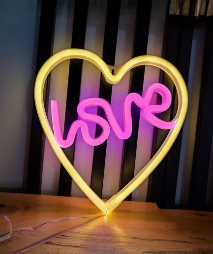 cute heart-shaped neon lights