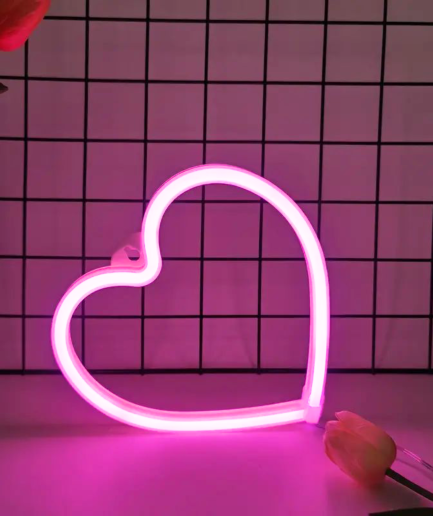 pink neon heart lamp