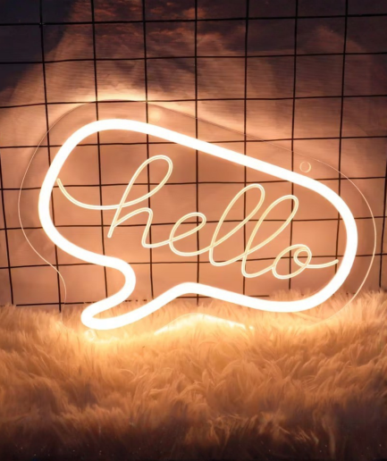 text on a neon sign