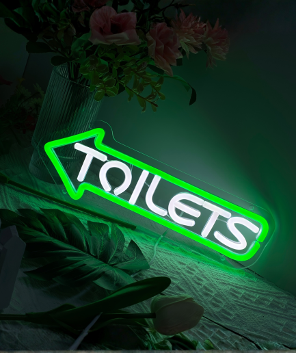 neon sign for the restroom
