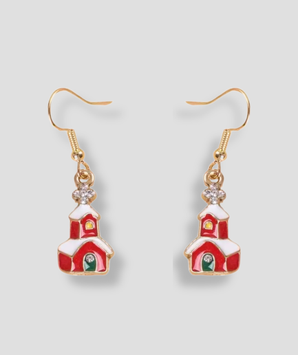 Christmas house earrings