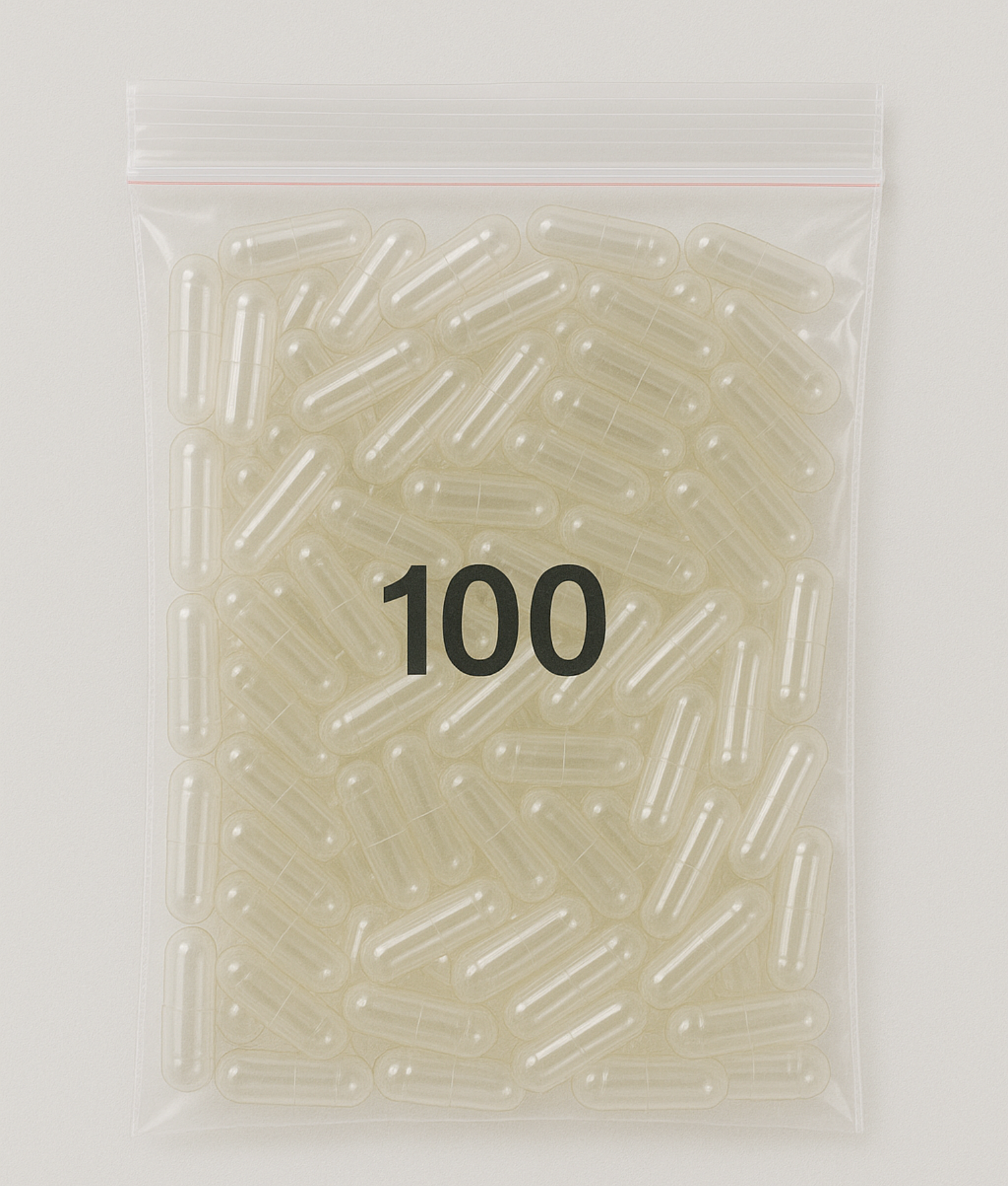 Empty transparent capsules, size 0