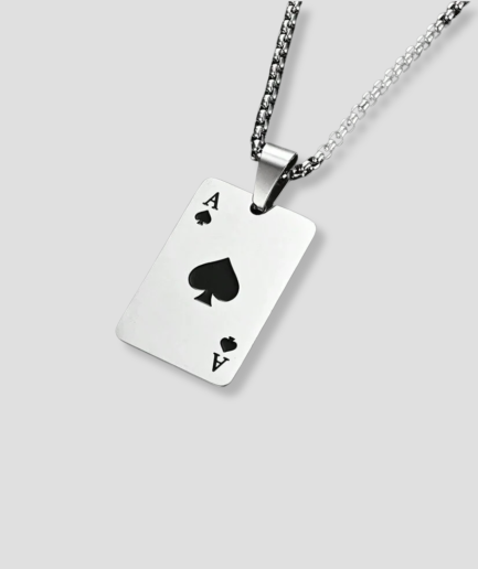 spades card necklace, silver