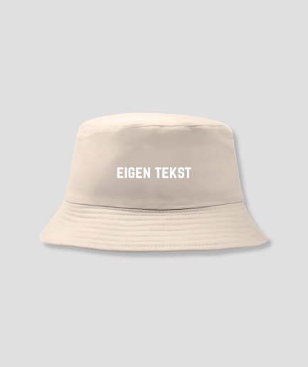 custom text bucket hat, beige