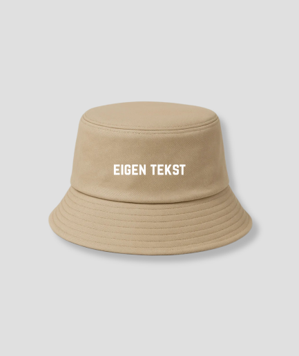 custom text bucket hat, brown