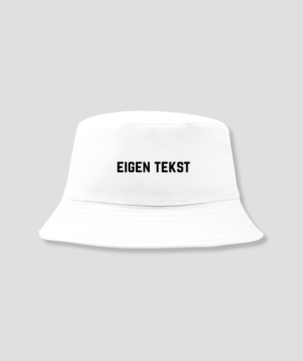 custom text bucket hat, white