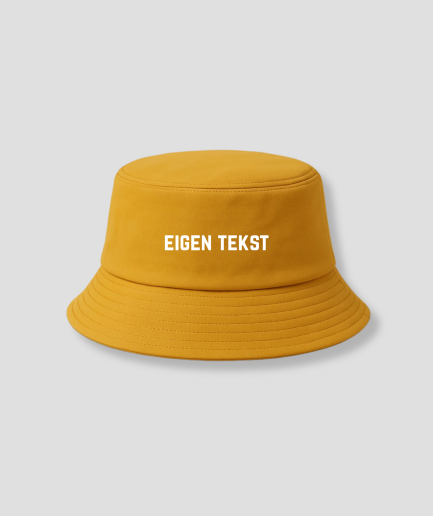 custom text bucket hat, yellow