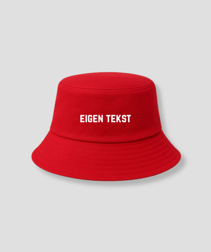custom text bucket hat, red