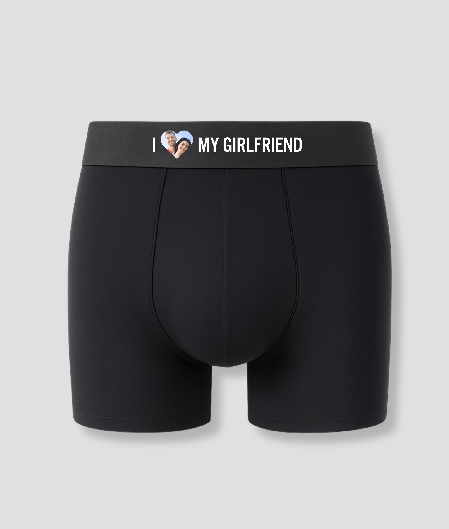 Zwarte boxershort met tekst 'I love my girlfriend' op de tailleband