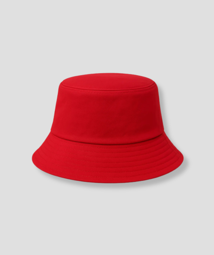 Red bucket hat