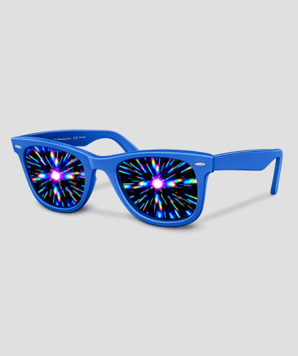 space-themed glasses with a blue effect
