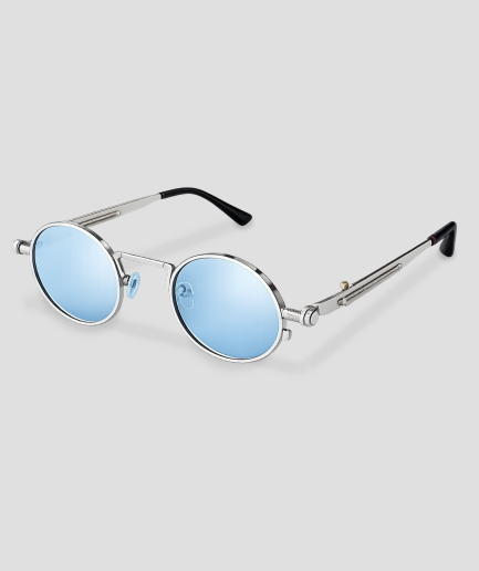 retro glasses with tinted blue lenses