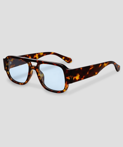 blue tiger-print glasses