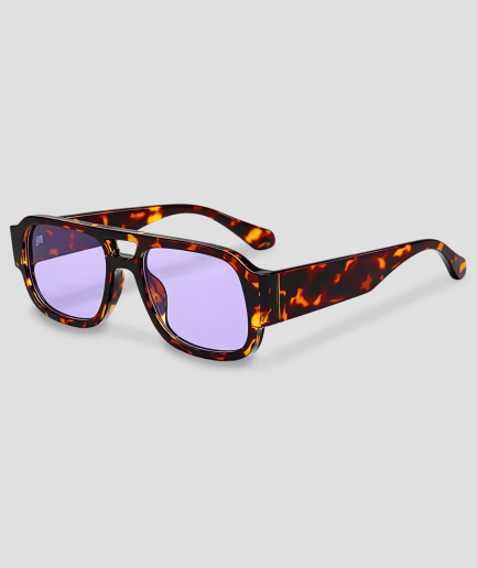 tiger-print glasses with purple lenses