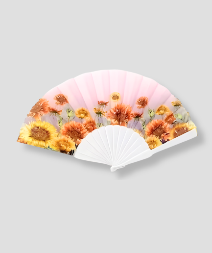 hand-held fan with flowers