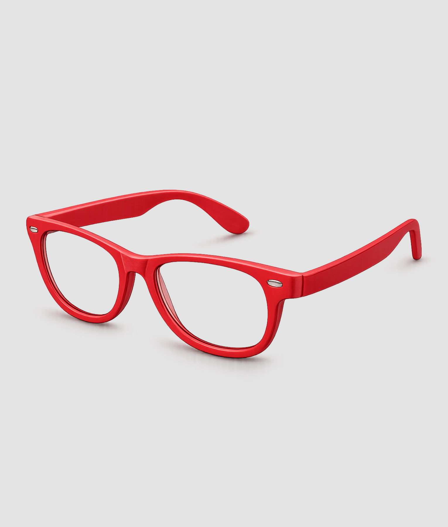 Rode partybril met transparante glazen wayfarer stijl