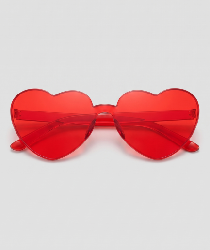 Hartjesbril, montuur rood, glas rood