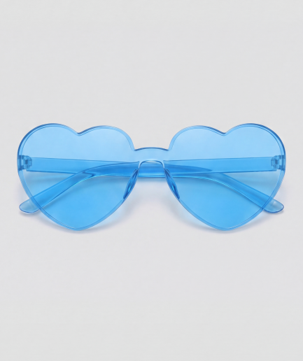 Hartjesbril, montuur blauw, glas blauw