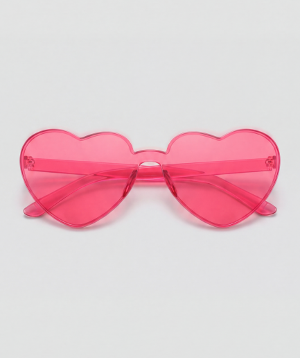 Hartjesbril, bril met roze montuur en roze glazen