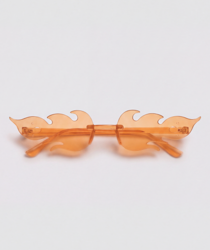Lichtoranje vlammen bril, montuur oranje, glas transparant