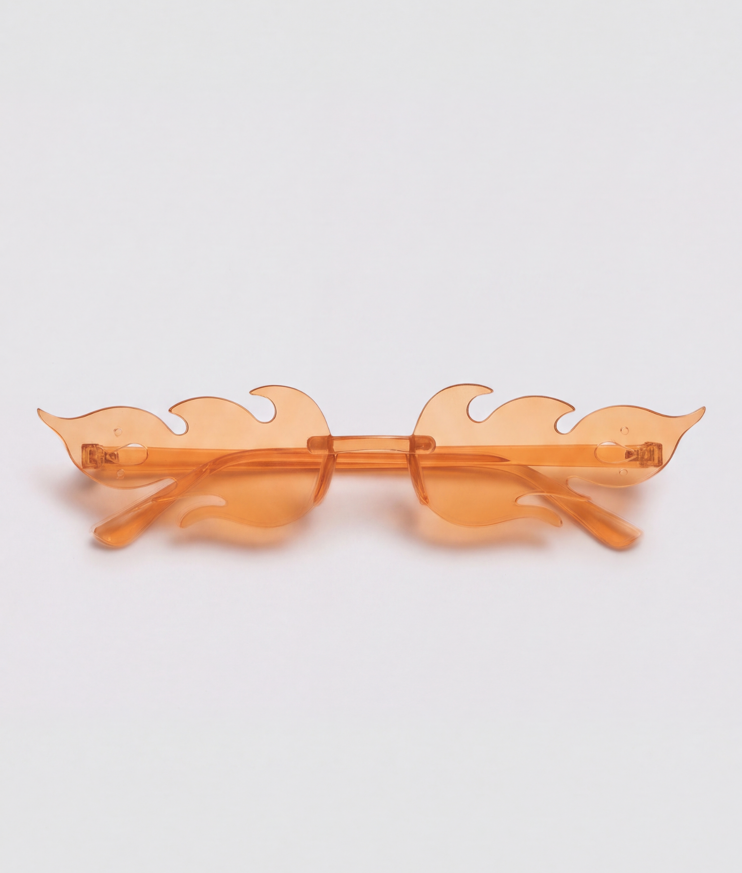 Lichtoranje vlammen bril, montuur oranje, glas transparant