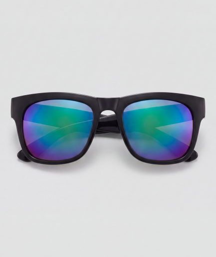 Lyra, bril met zwart montuur en blauw en paars en rood glazen