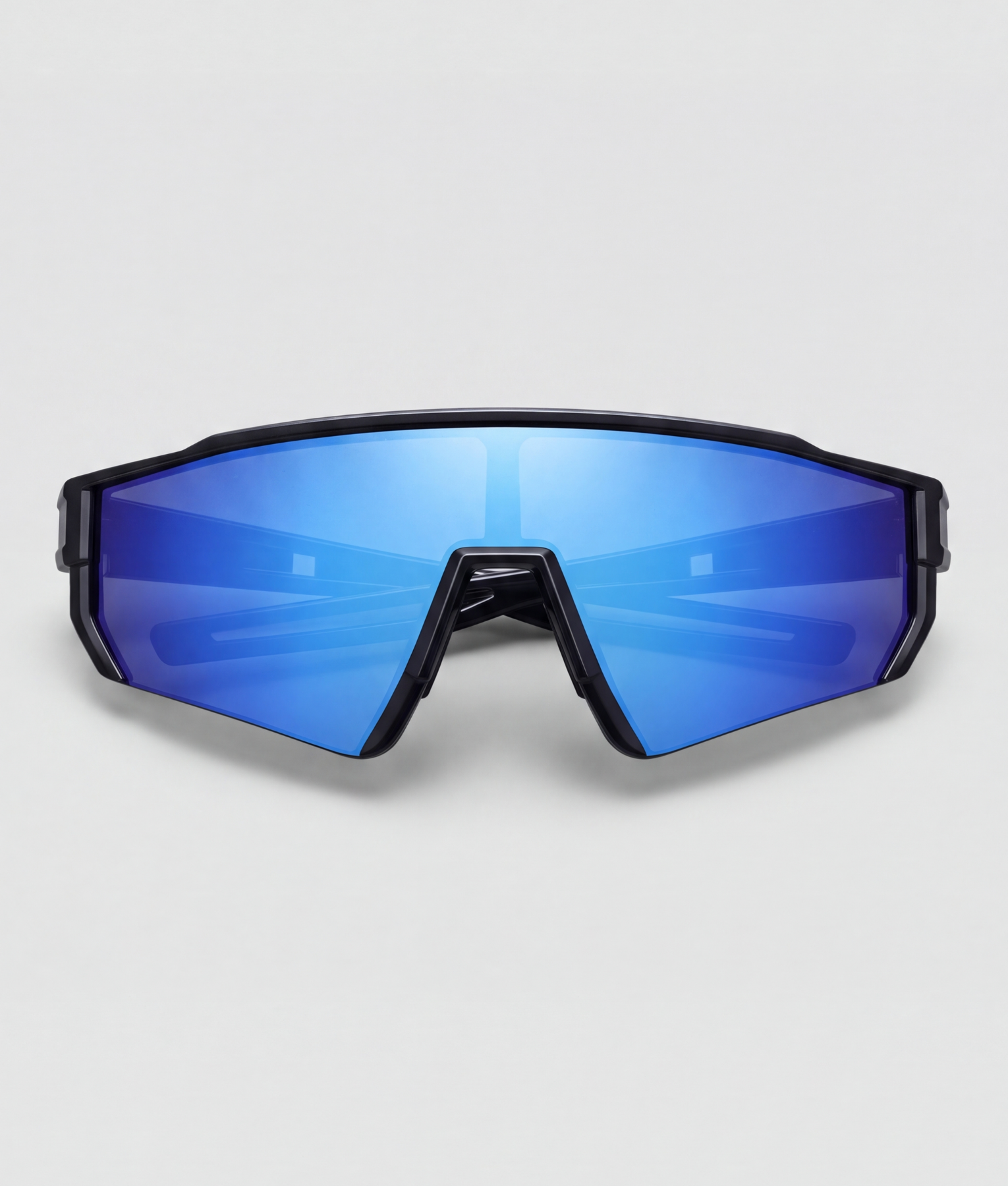 Skygen, bril met zwart montuur en blauw glazen