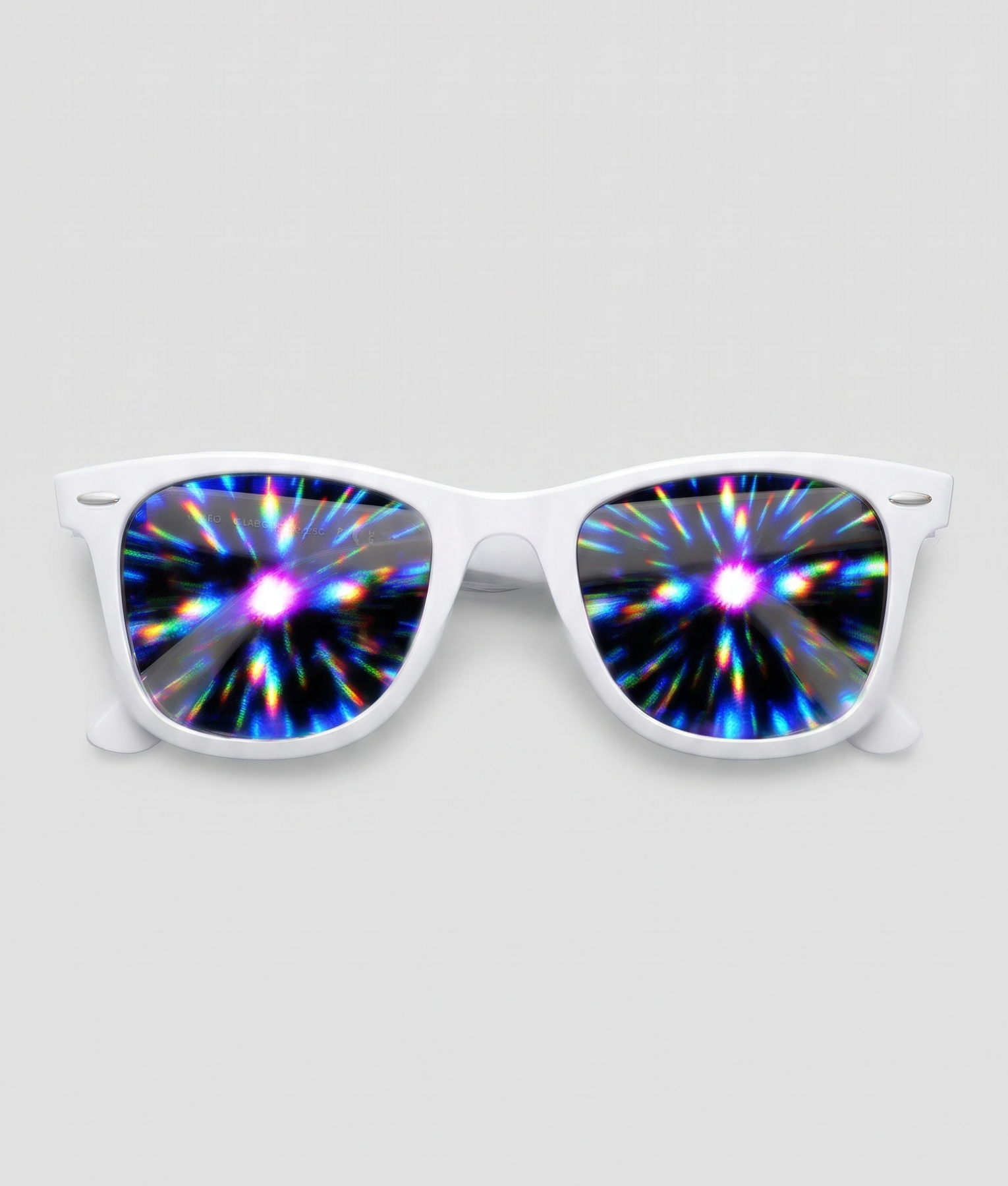 Spacebril firework, montuur wit, glas firework effect