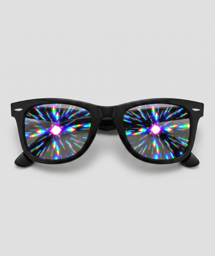 Spacebril firework, montuur zwart, glas firework effect