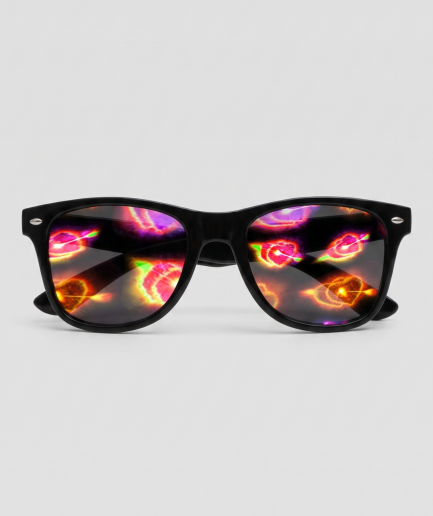 Spacebril hartjespijl, montuur zwart, glas hartjes effect