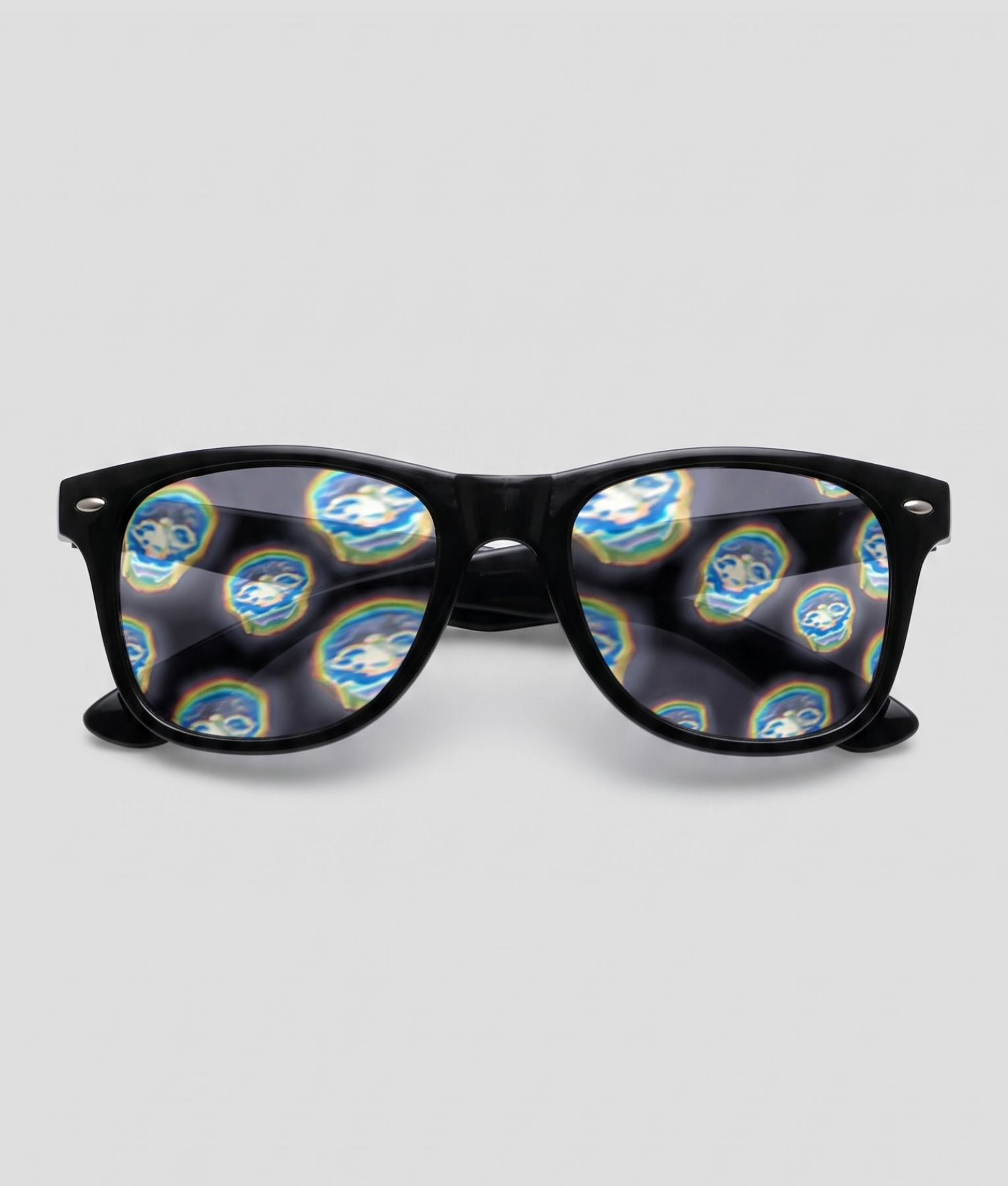 Spacebril schedel, montuur zwart, glas schedel effect
