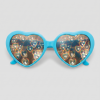 Spacy, montuur cyan, glas hartjes effect