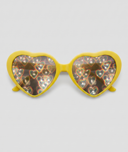 Spacy, montuur geel, glas hartjes effect