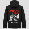 Après Ski Club winter jacket, black, with a print and the name "Gerlos" on the back