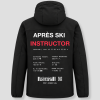 Après Ski Instructor winterjas zwart, achterkant met de gegevens van Sestriere, Italië
