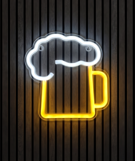 Beer with neon lighting