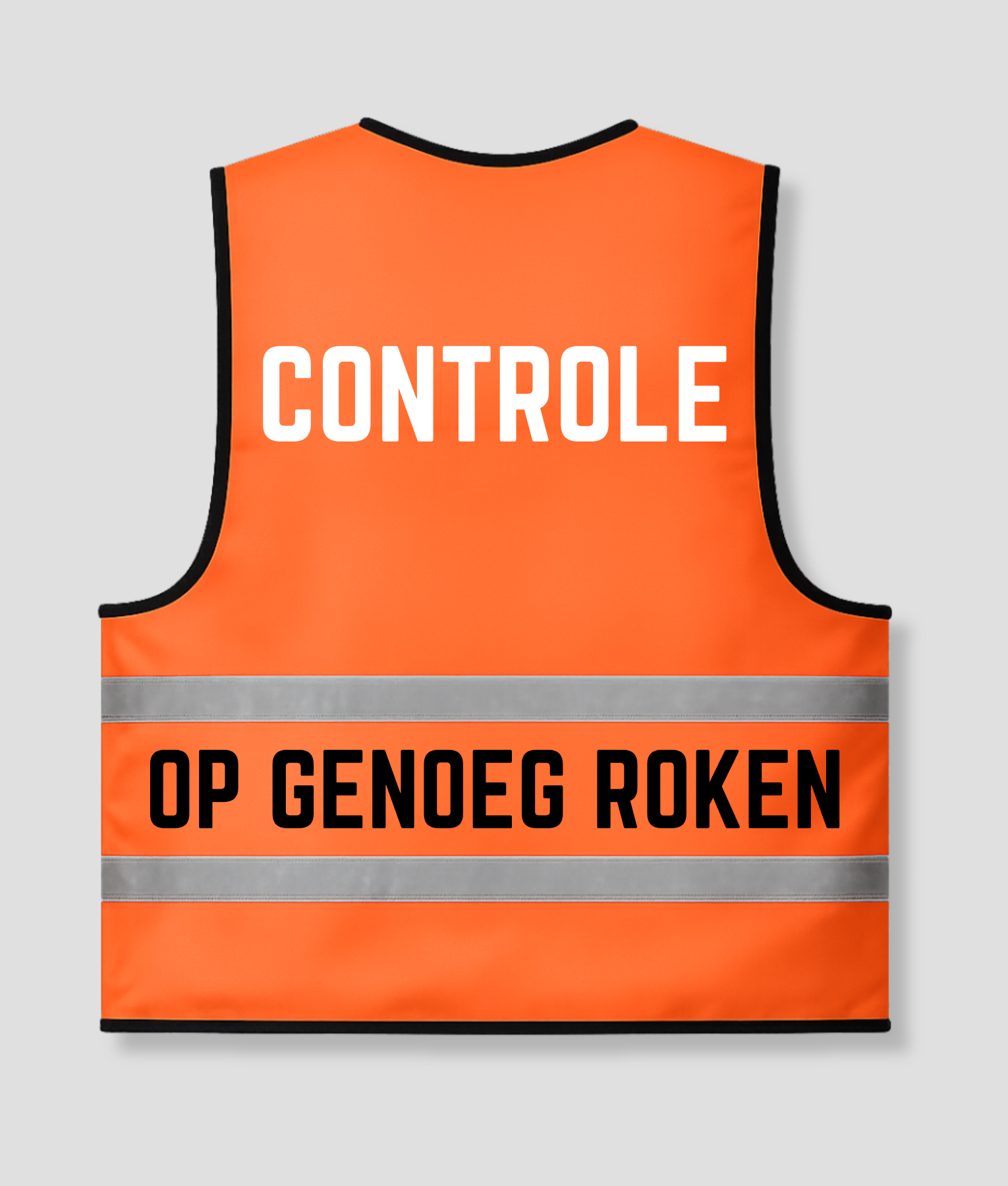Orange vest: Checking for adequate smoking; back features the text "CHECK / FOR ADEQUATE SMOKING"