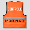 Orange vest for monitoring smoking breaks, with the text "CONTROL / SMOKING BREAKS" on the back