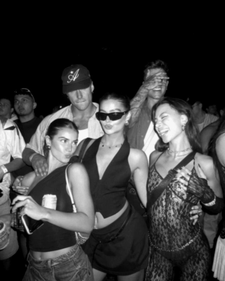 Friends on the dance floor, black-and-white photo taken with the FestiSnap Original